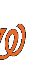 A red and orange logo for the Washington Nationals. Description generated by AI