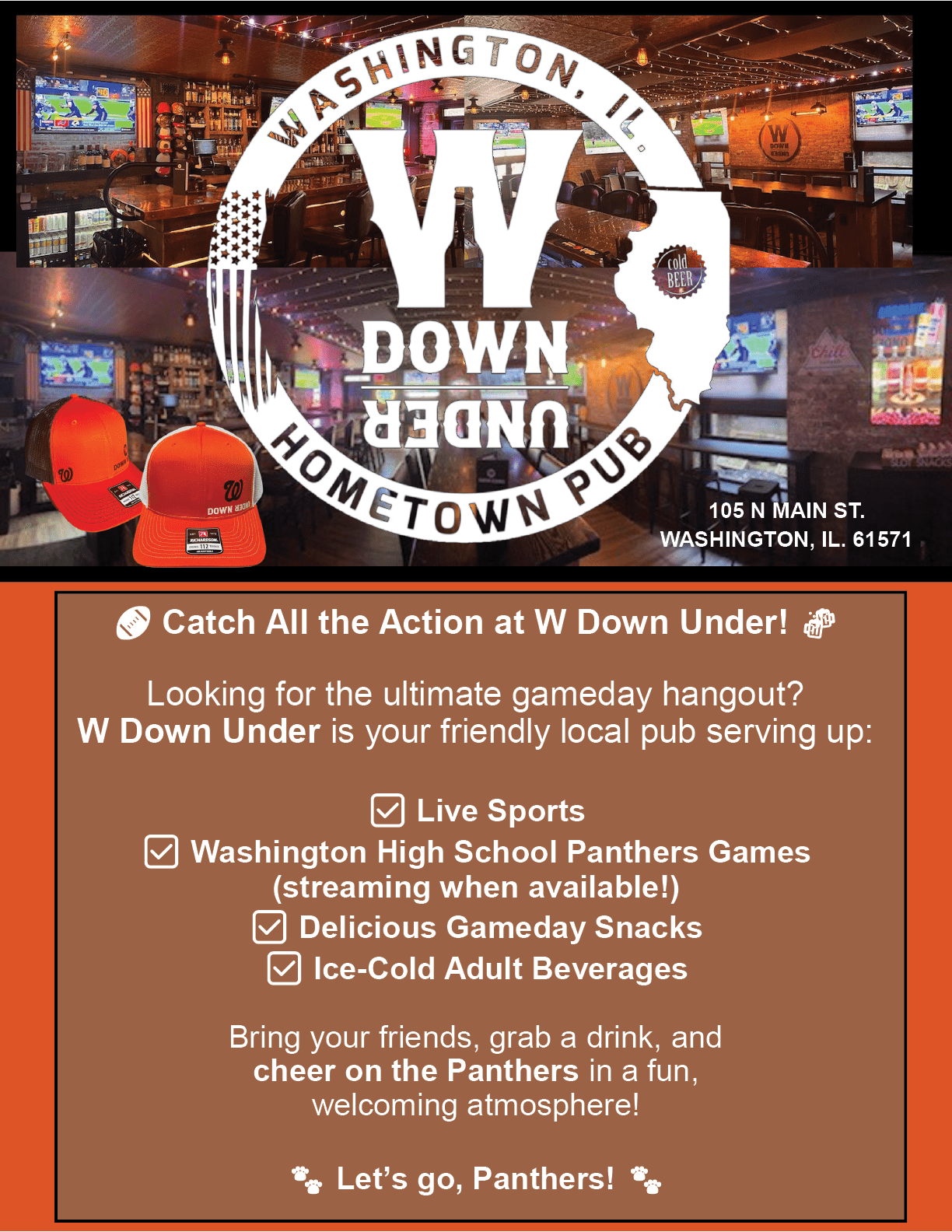 A flyer advertises a bar called W Down Home Pub. AI generated content