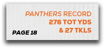 page 18,panthers RECORD 276 tot yds & 27 tkl