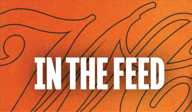 Bold white text reading “ON THE FEE" is displayed over an orange background with black curved lines resembling a basketball texture. Description generated by AI