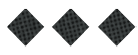 Three black diamond shapes with a subtle grid pattern are evenly spaced on a white background. Description generated by AI