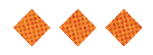 Three orange diamond shapes with a textured pattern are evenly spaced on a white background. Description generated by AI