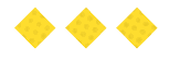 Three yellow diamond shapes with a subtle dotted pattern are evenly spaced on a white background. Descripci n generada con IA