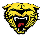 Cabeza de un felino amarillo con boca abierta mostrando dientes afilados y lengua roja en estilo de dibujo animado. Descripci n generada con IA