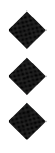 Three black diamond shapes arranged vertically on a white background. Descripci n generada con IA