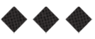 Three gray diamond-shaped patterns with a subtle grid texture are evenly spaced on a white background. Descripci n generada con IA
