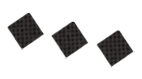 Three translucent squares with a grid pattern are arranged diagonally on a white background. Descripci n generada con IA