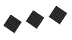 Three gray diamond-shaped objects with a textured pattern are arranged diagonally on a white background. Descripci n generada con IA