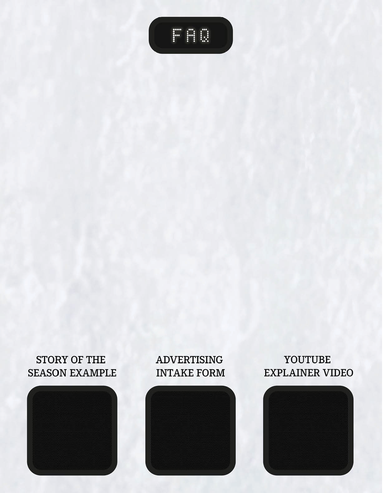 Three black squares with white text on a white background. AI generated content