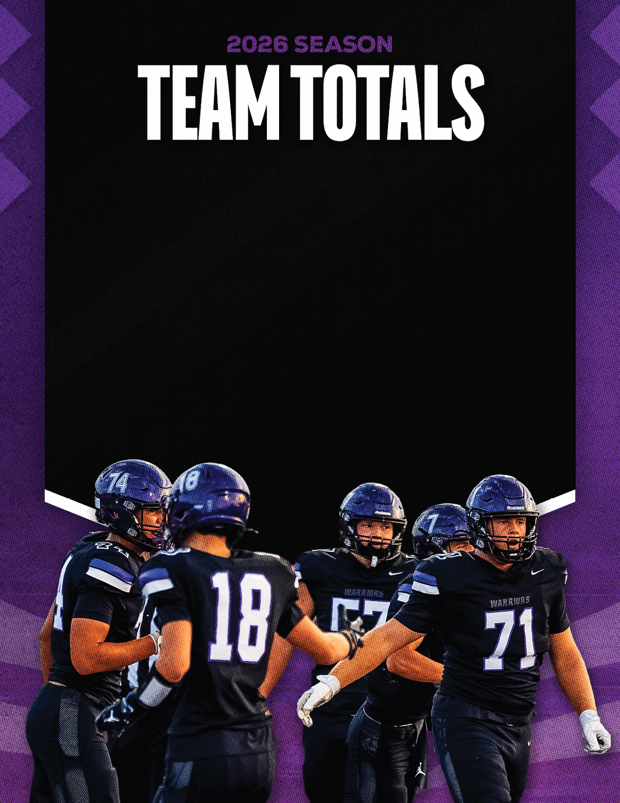 A group of football players standing on a field. Description generated by AI