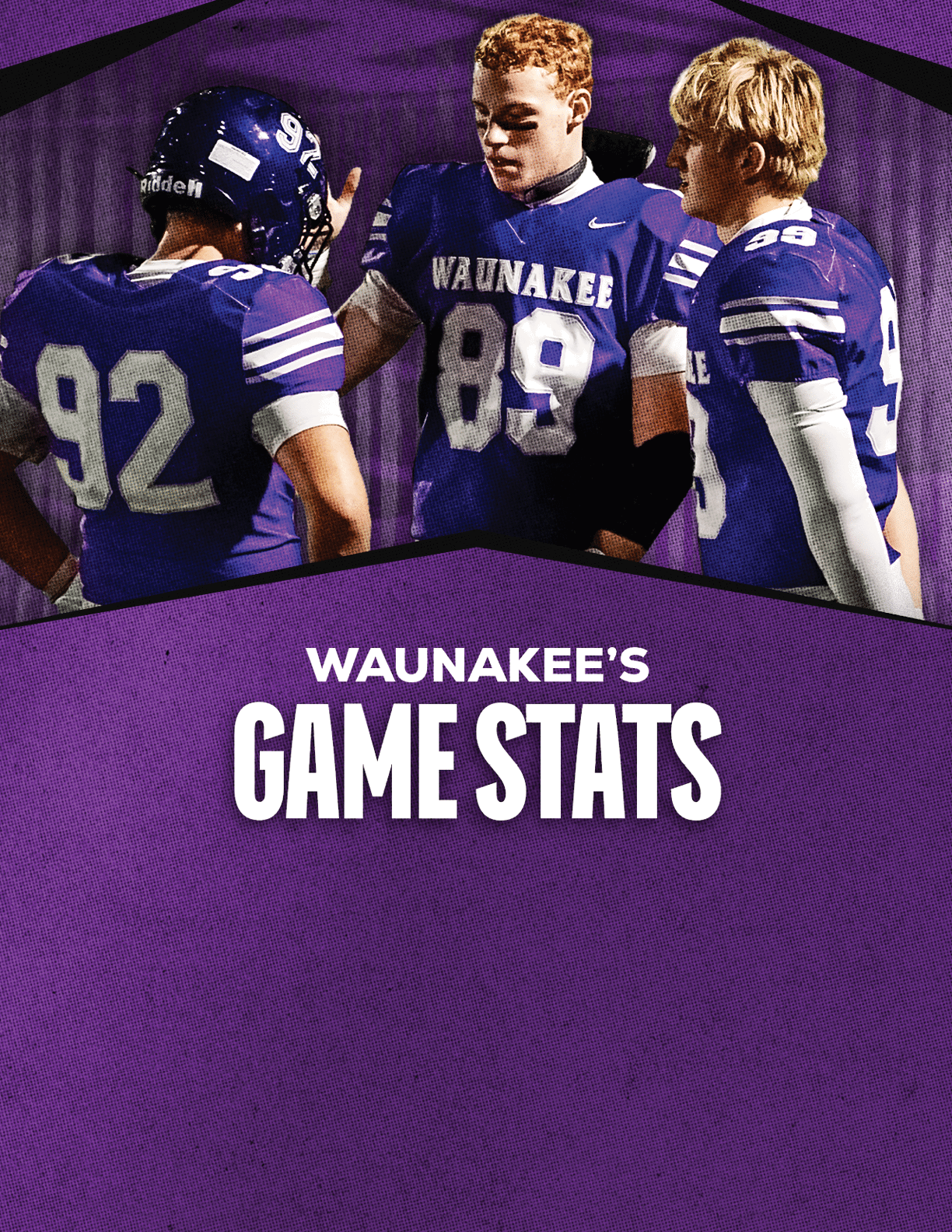 A gold colored sign that says “Mountain Vista's Game Stats". Description generated by AI