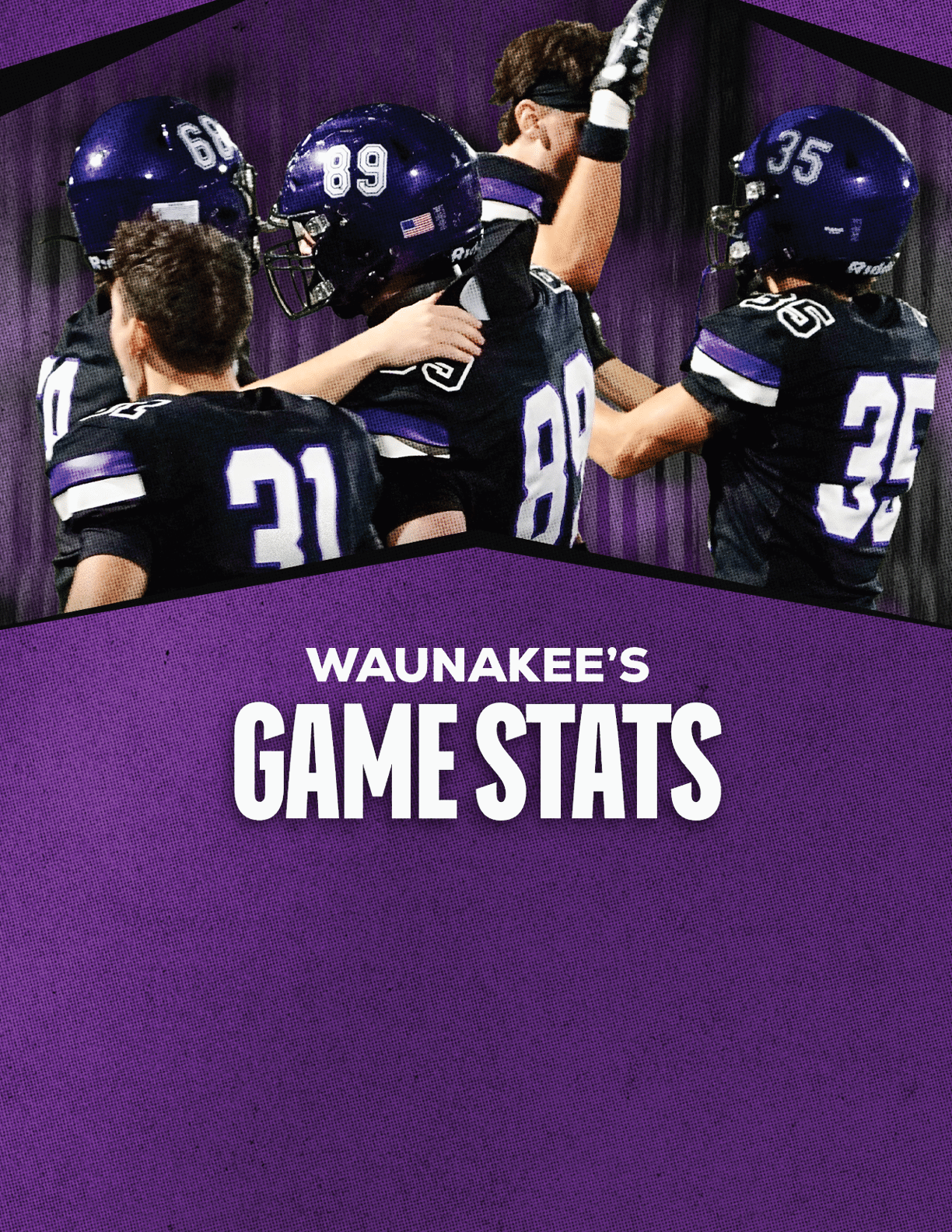 A gold colored sign that says “Mountain Vista's Game Stats". Description generated by AI