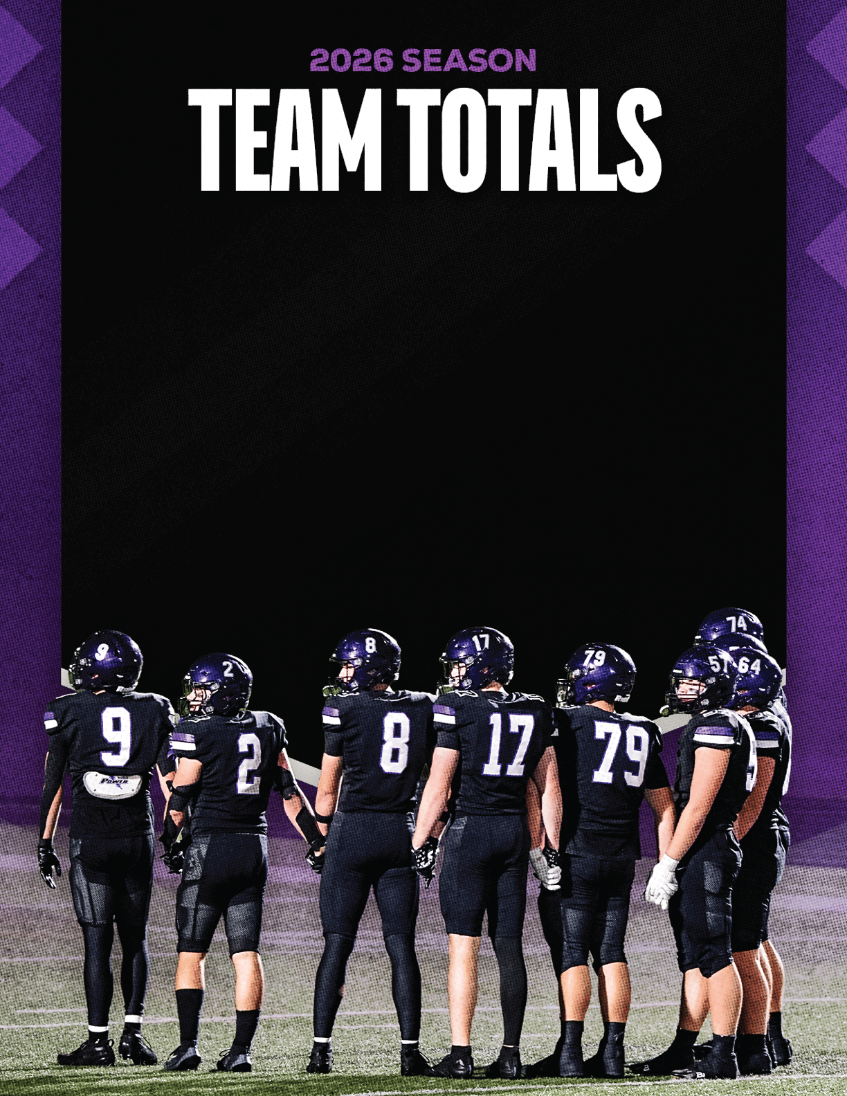 A group of football players standing on a field. Description generated by AI