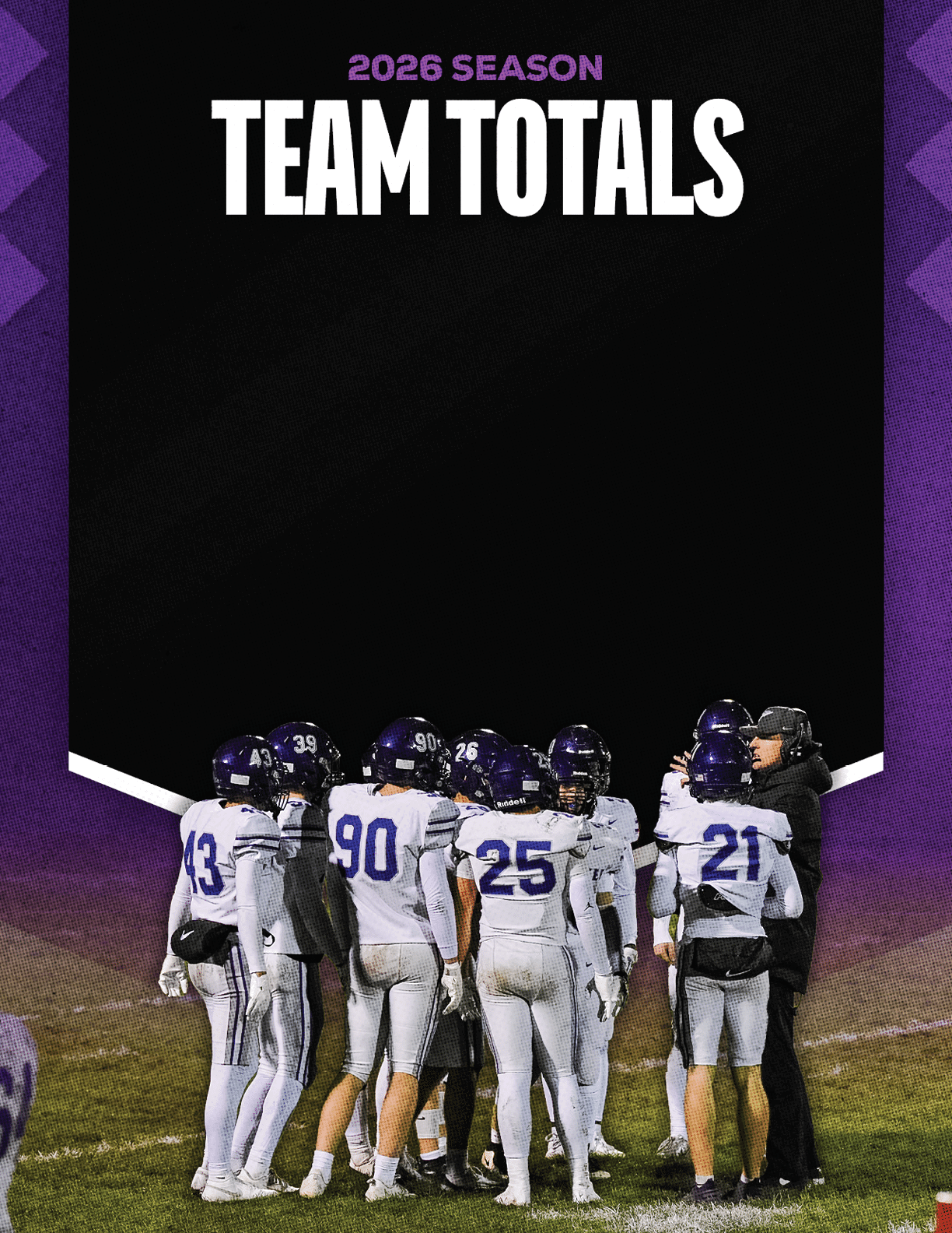 A group of football players standing on a field. Description generated by AI