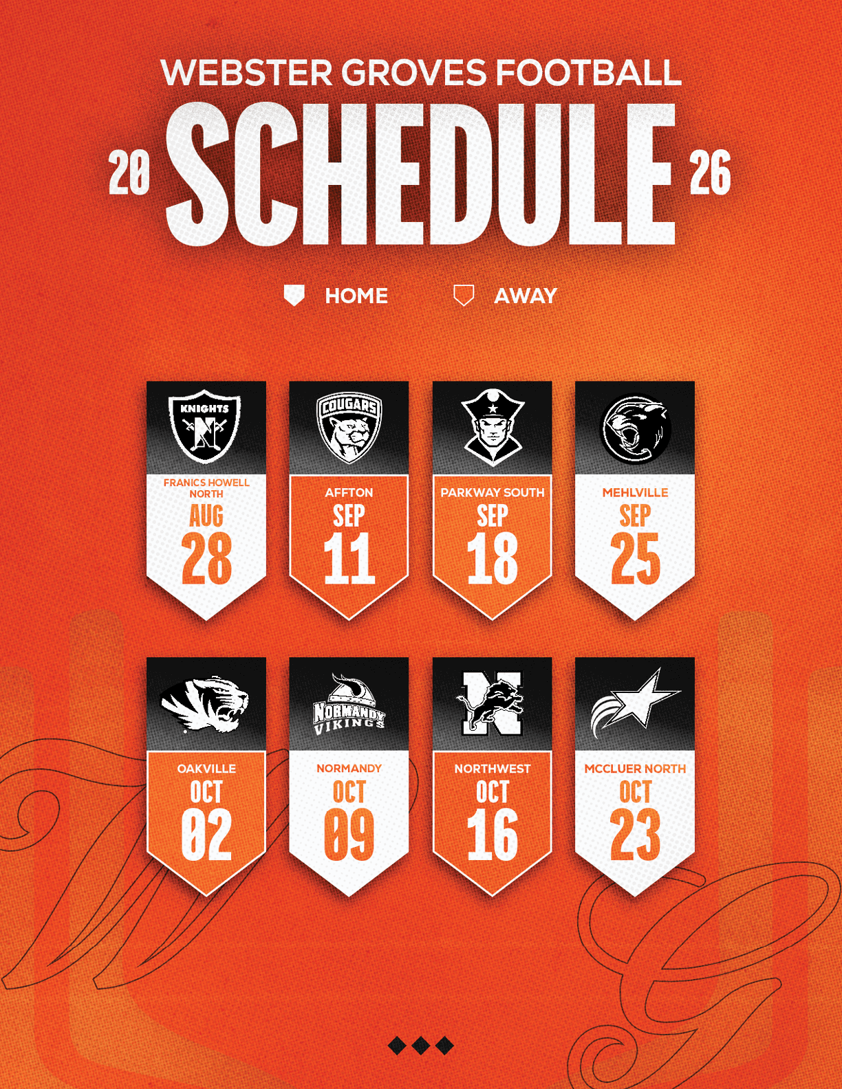 A red and white schedule for Sun Prairie East Football. Description generated by AI