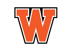 A white and orange logo for a team. Description generated by AI