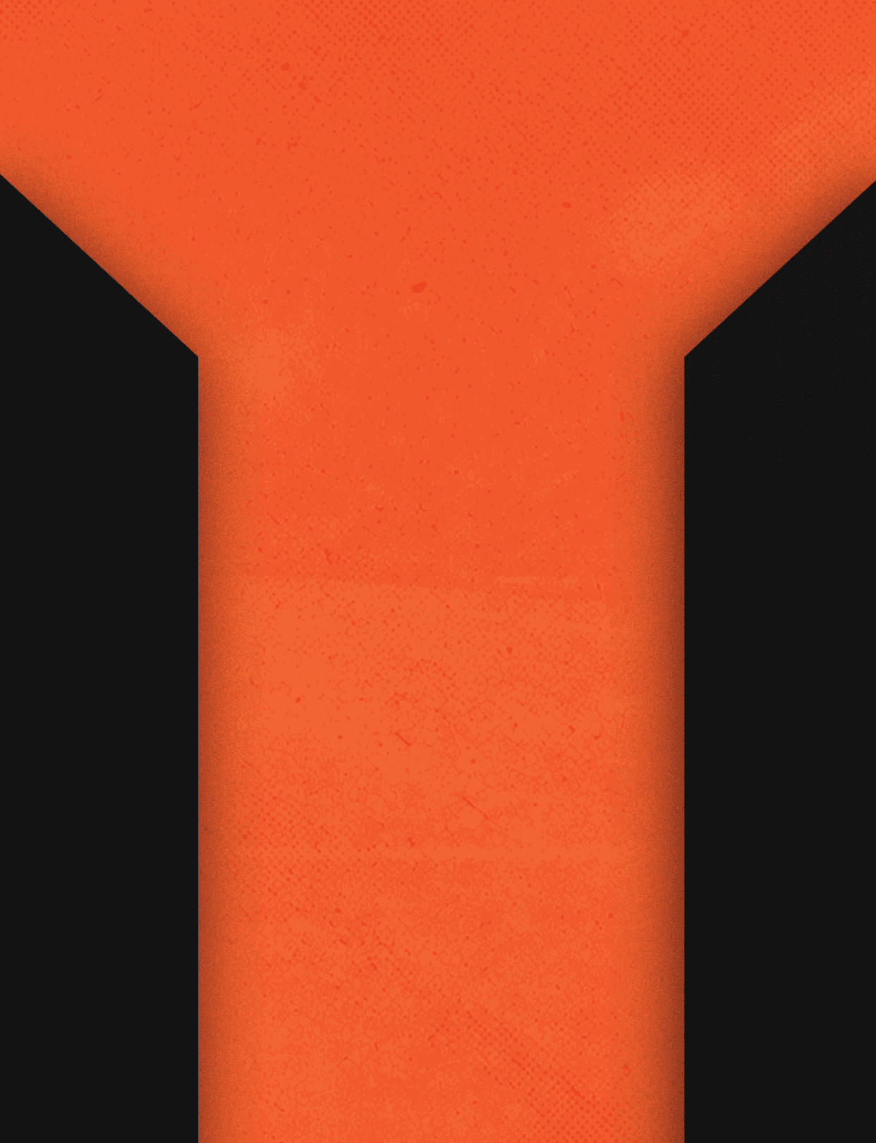 Three black and orange buildings. Description generated by AI