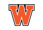 A white and orange logo for a team. Description generated by AI