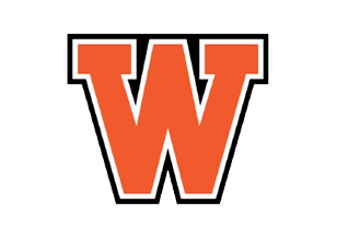 A white and orange logo for a team. Description generated by AI