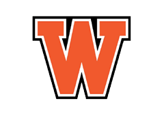 A white and orange logo for a team. Description generated by AI