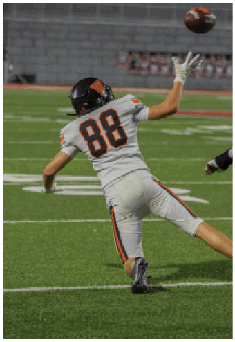 A group of football players celebrating a touchdown. Description generated by AI