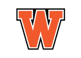 A white and orange logo for a team. Description generated by AI