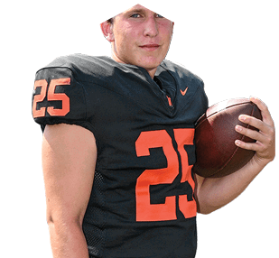 A young man wearing a white jersey with the number 10 on it. Description generated by AI