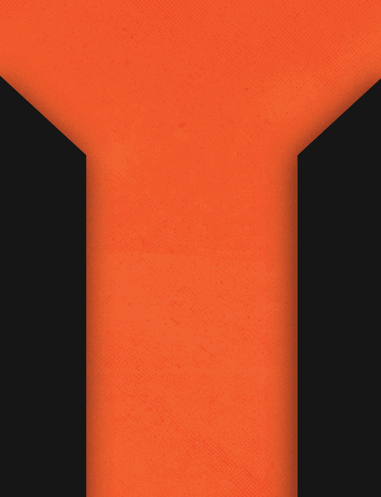 Three black and orange buildings. Description generated by AI