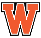 A white and orange logo for a team. Description generated by AI