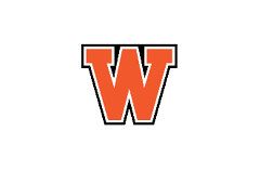A white and orange logo for a team. Description generated by AI