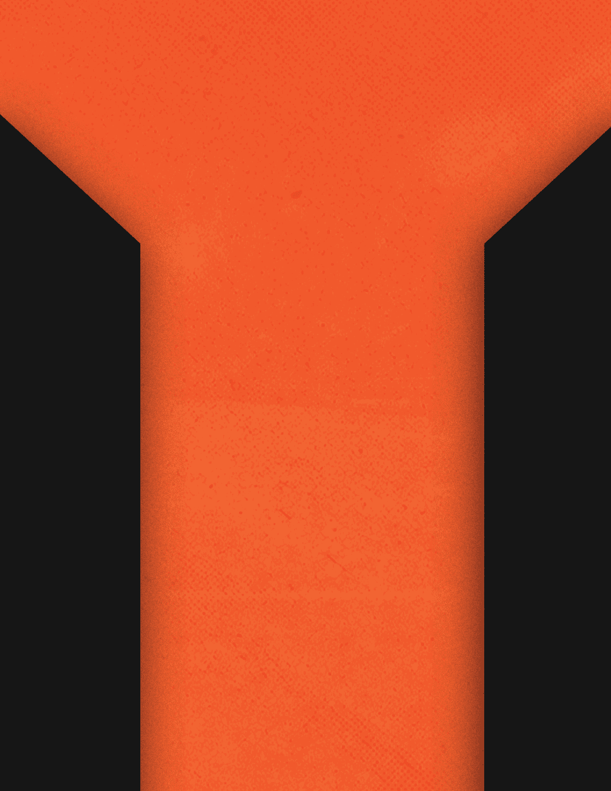 A bold, stylized letter Y in bright orange with black vertical stripes on the sides. Description generated by AI
