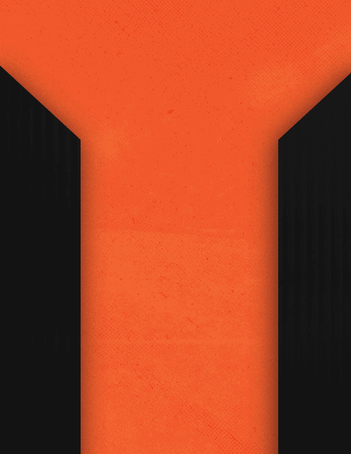 A bold, stylized letter Y in bright orange with black vertical stripes on the sides. Description generated by AI