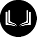 Two stylized white open books facing each other on a black background. Description generated by AI