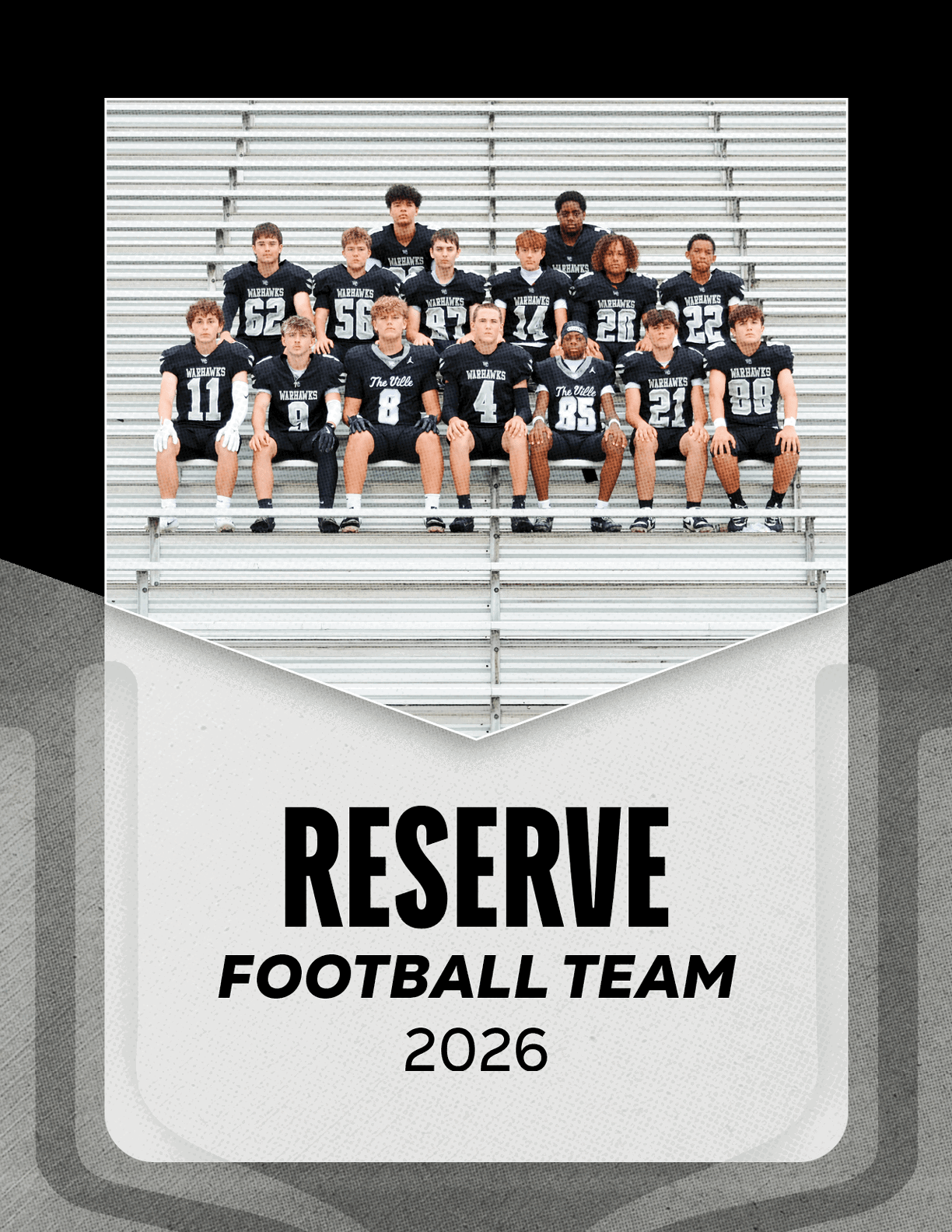 A group of football players sitting on a bench. Description generated by AI