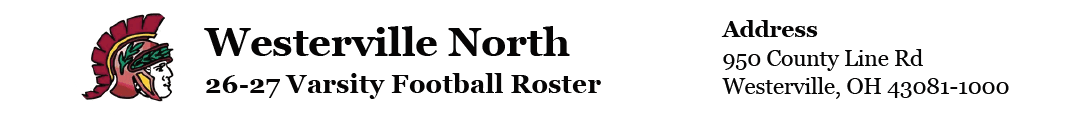 Westerville North High School logo featuring a Spartan helmet and the school's address and contact information. Descripci n generada con IA
