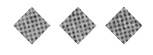 Three diamond-shaped patterns with a grid-like texture arranged horizontally on a white background. Descripci n generada con IA