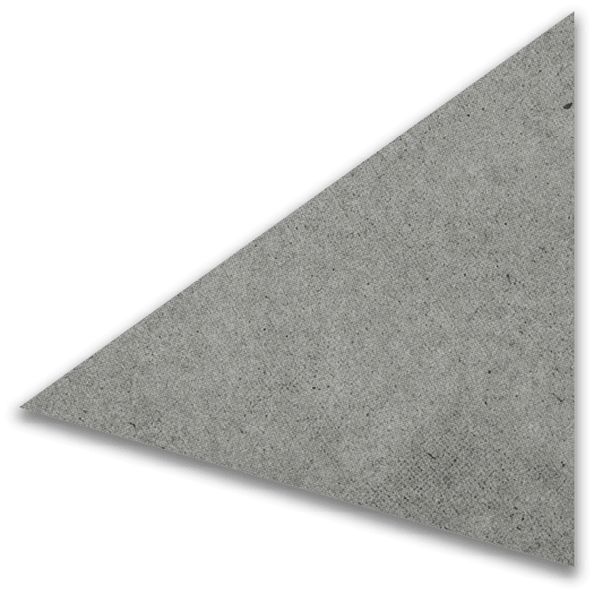 A gray triangular concrete slab with a textured surface casting a shadow on a white background. Descripci n generada con IA