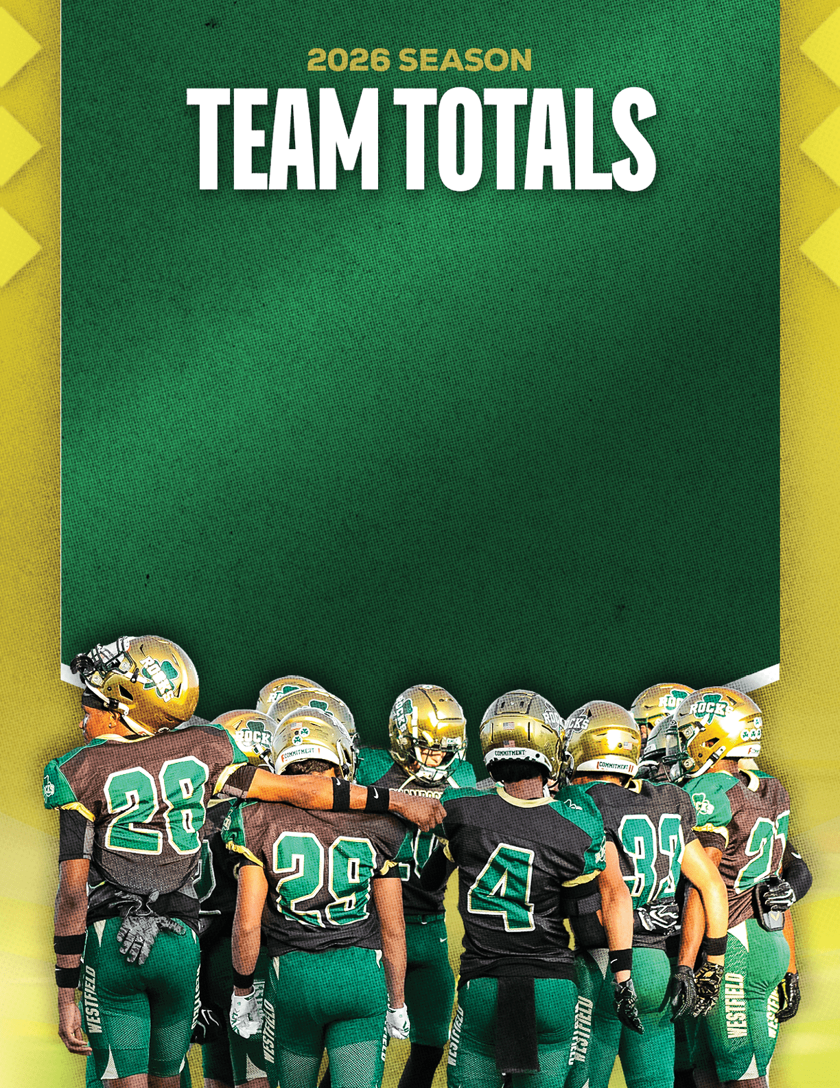 A group of football players standing on a field. Description generated by AI