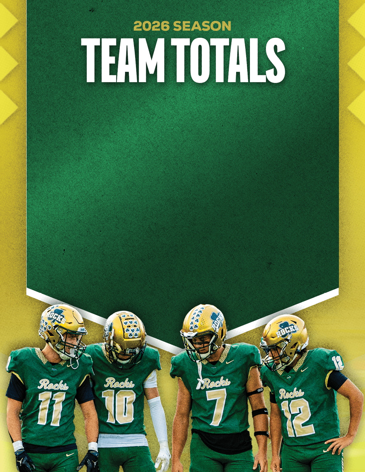 A group of football players standing on a field. Description generated by AI