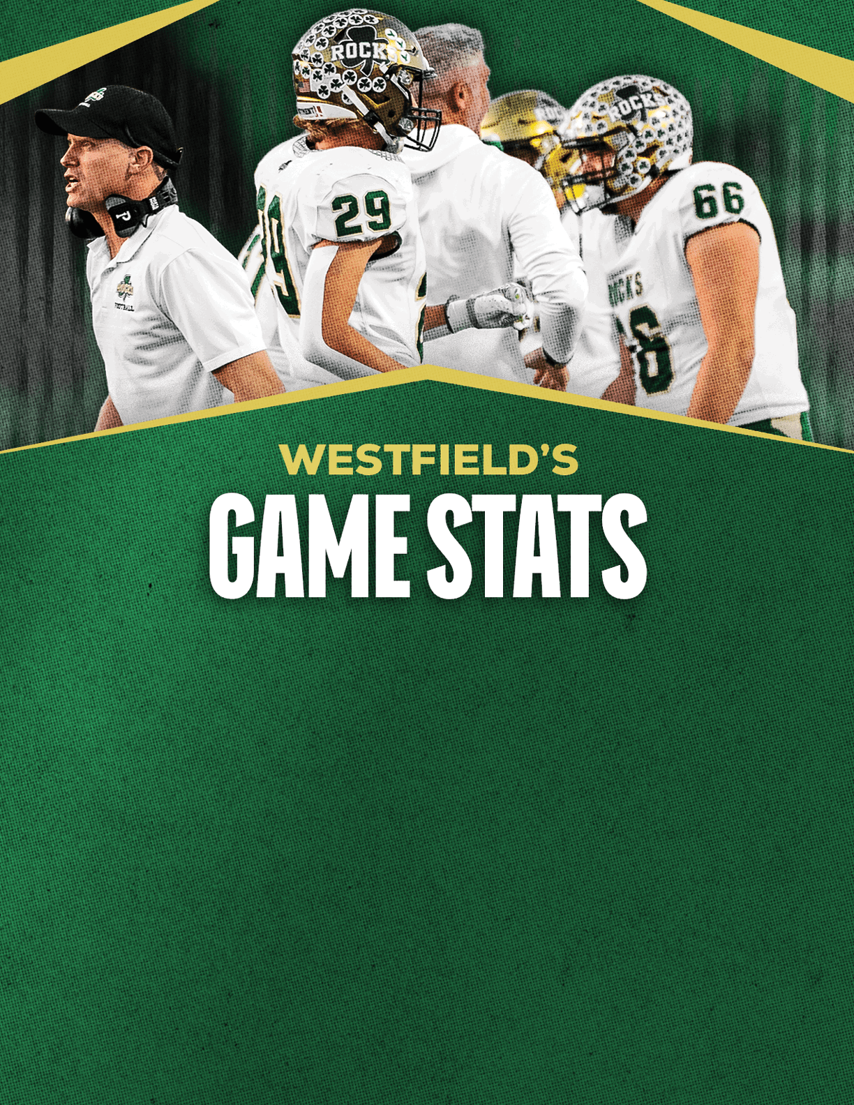 A gold colored sign that says “Mountain Vista's Game Stats". Description generated by AI