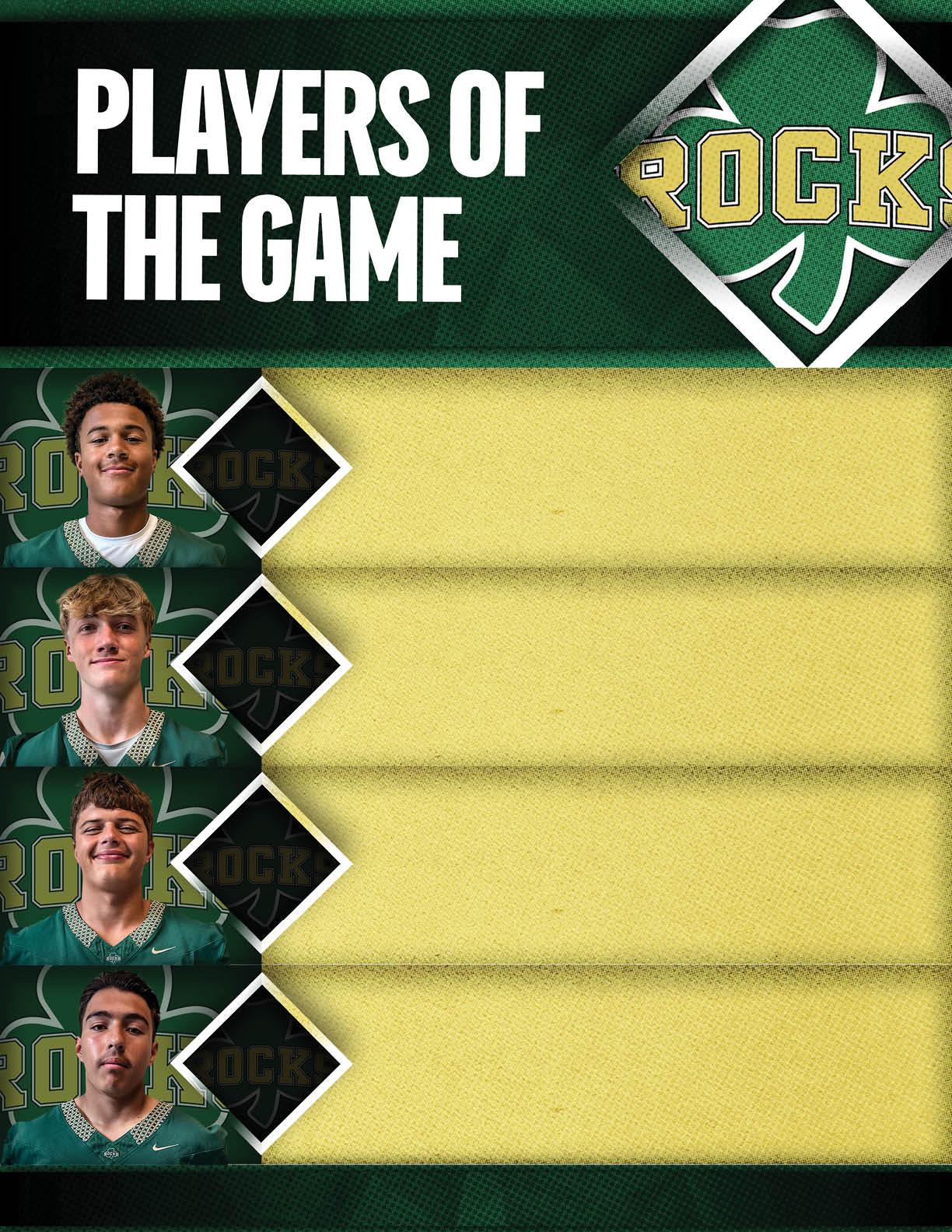 A poster with a man's face on it and the words “Players of the Game" written on it. Description generated by AI