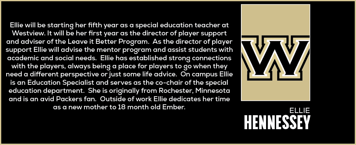  Ellie will be starting her fifth year as a special education teacher at Westview. It will be her first year as the d...