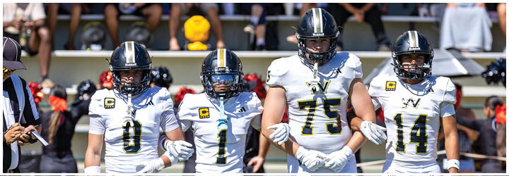 A group of football players on a field. Description generated by AI