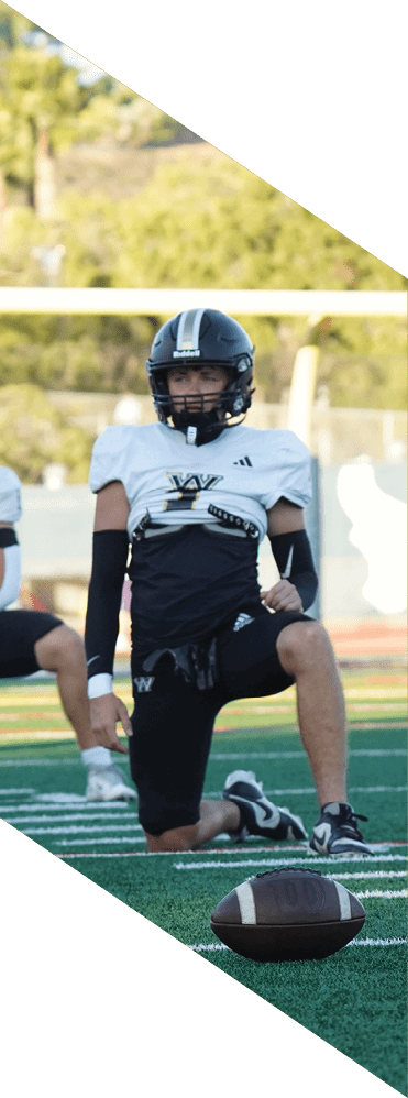 Two young men wearing football uniforms and making hand gestures. AI generated content