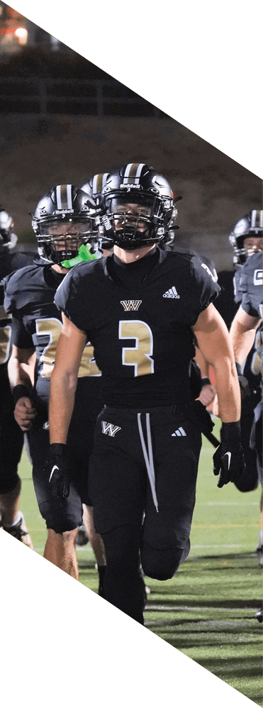 Two young men wearing football uniforms and making hand gestures. AI generated content