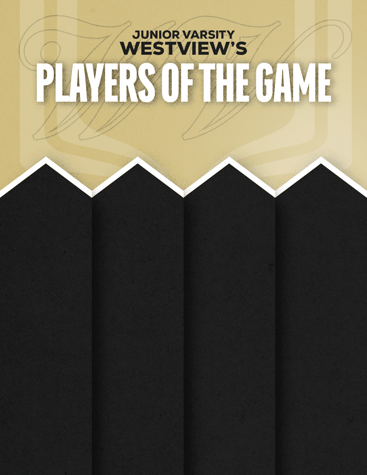 The image features a bold title reading “Junior Varsity Westview's Players of the Game" with a stylized background in gold and black. Description generated by AI