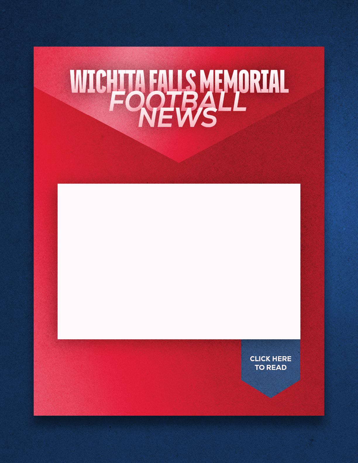 A red and blue sign with a blank space for a headline. Description generated by AI