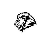 A black and white lion head. Description generated by AI
