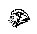 A lion head with its mouth open. Description generated by AI