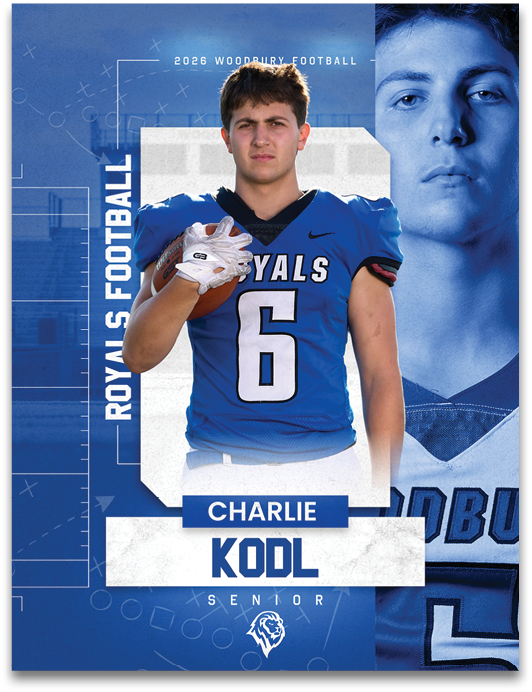 A football player wearing a blue jersey with the number 6 on it. Description generated by AI
